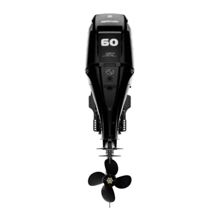 60hp Mercury Command Thrust outboard installed on pontoon boat