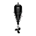 Compact Mercury 15hp EFI outboard engine rear view
