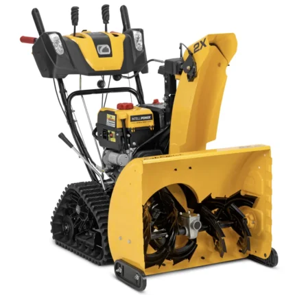 Cub Cadet 2X 26 inch TRAC IntelliPower snow blower on sloped driveway