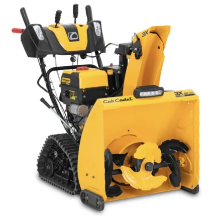 Cub Cadet 3X 26 inch TRAC IntelliPower snow blower on sloped driveway