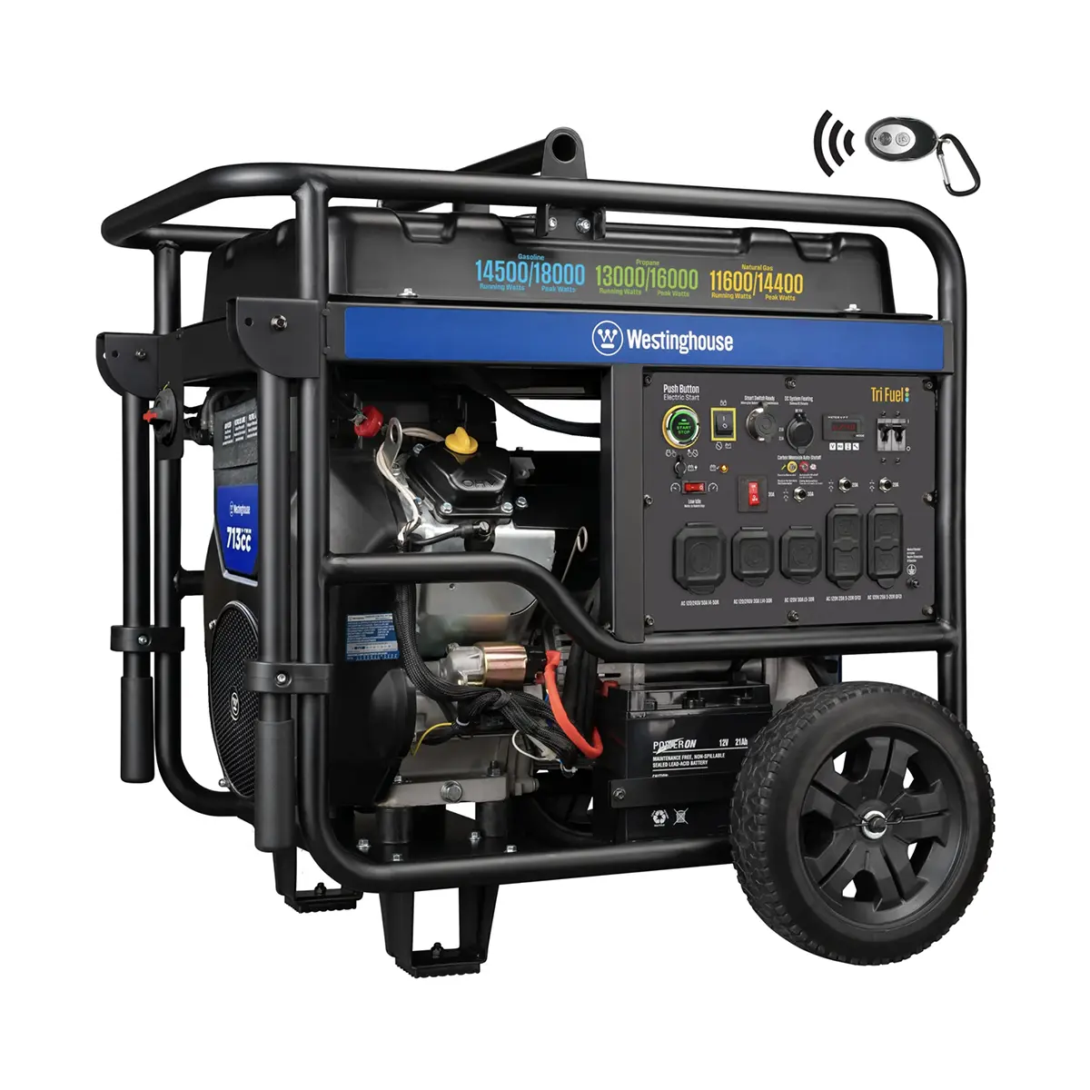 Westinghouse WGen14500TFc tri fuel portable generator heavy duty design Westinghouse WGen14500TFc tri fuel portable generator heavy duty design