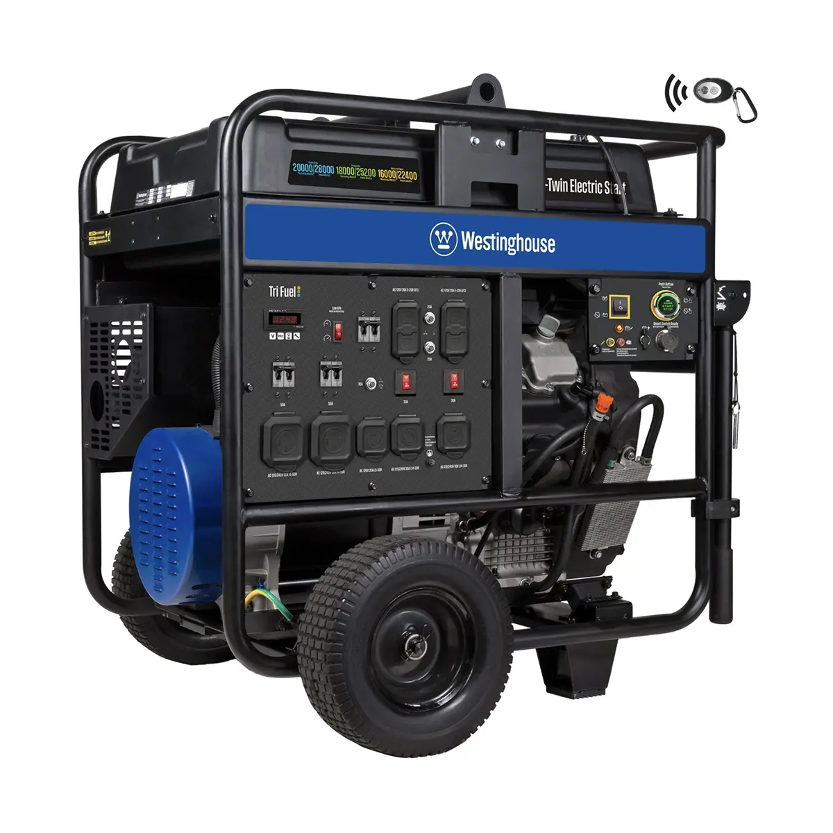 Westinghouse WGen20000TFc tri fuel portable generator heavy duty design Westinghouse WGen20000TFc tri fuel portable generator heavy duty design